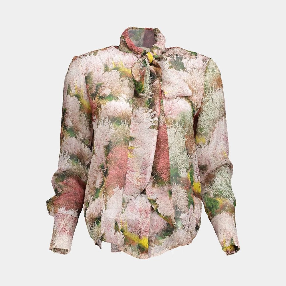 L'Autre Chose silk pussy bow print blouse